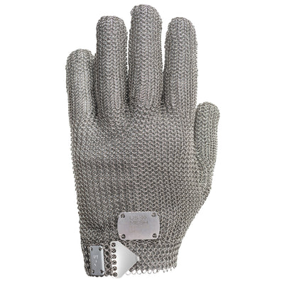 US Mesh Stainless Steel Glove w/Steel Prong Closure - Wrist Length - Silver - 1/EA - USM-1180