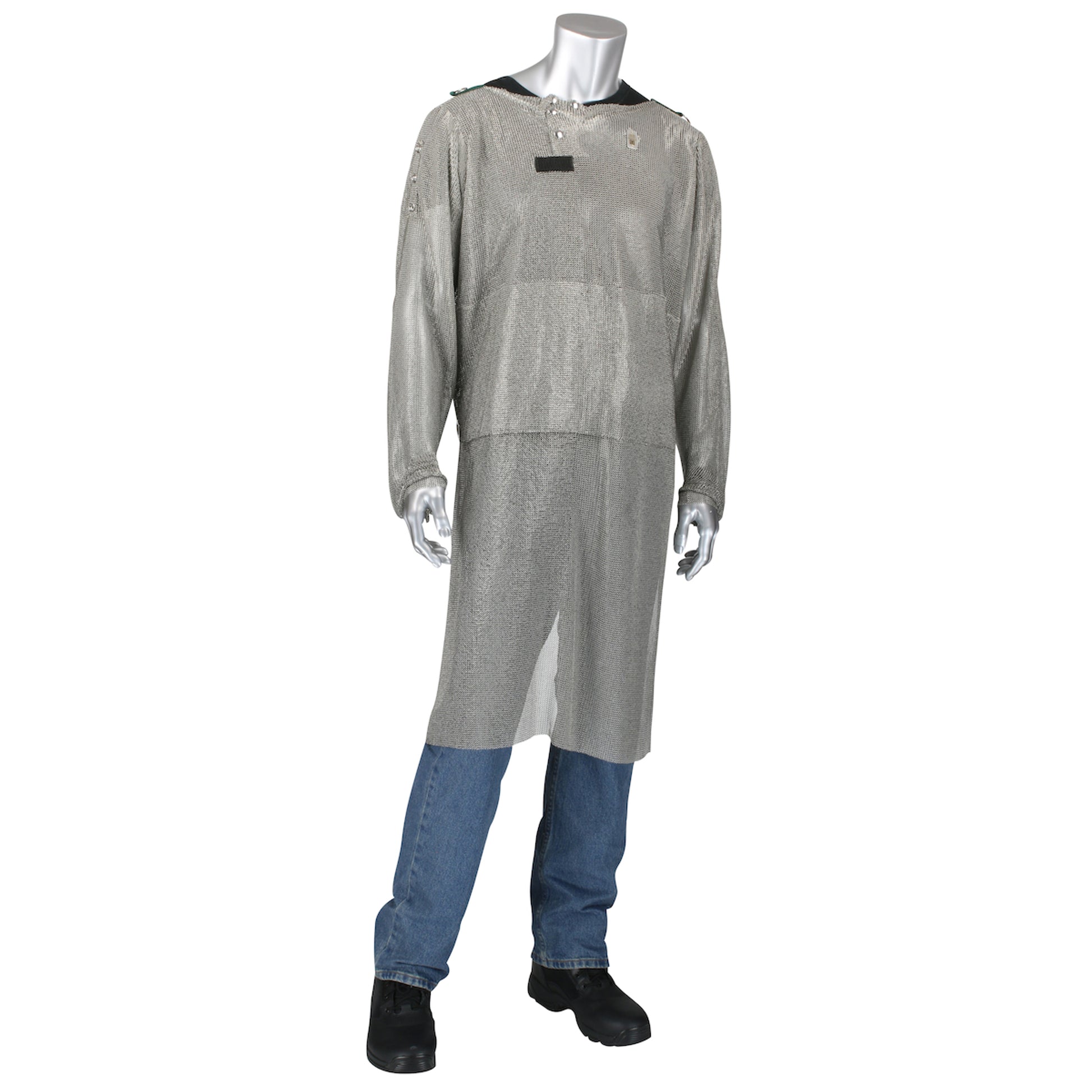 US Mesh Stainless Steel Tunic w/Extended Apron Front w/Belly Guard - Silver - 1/EA - USM-4352L