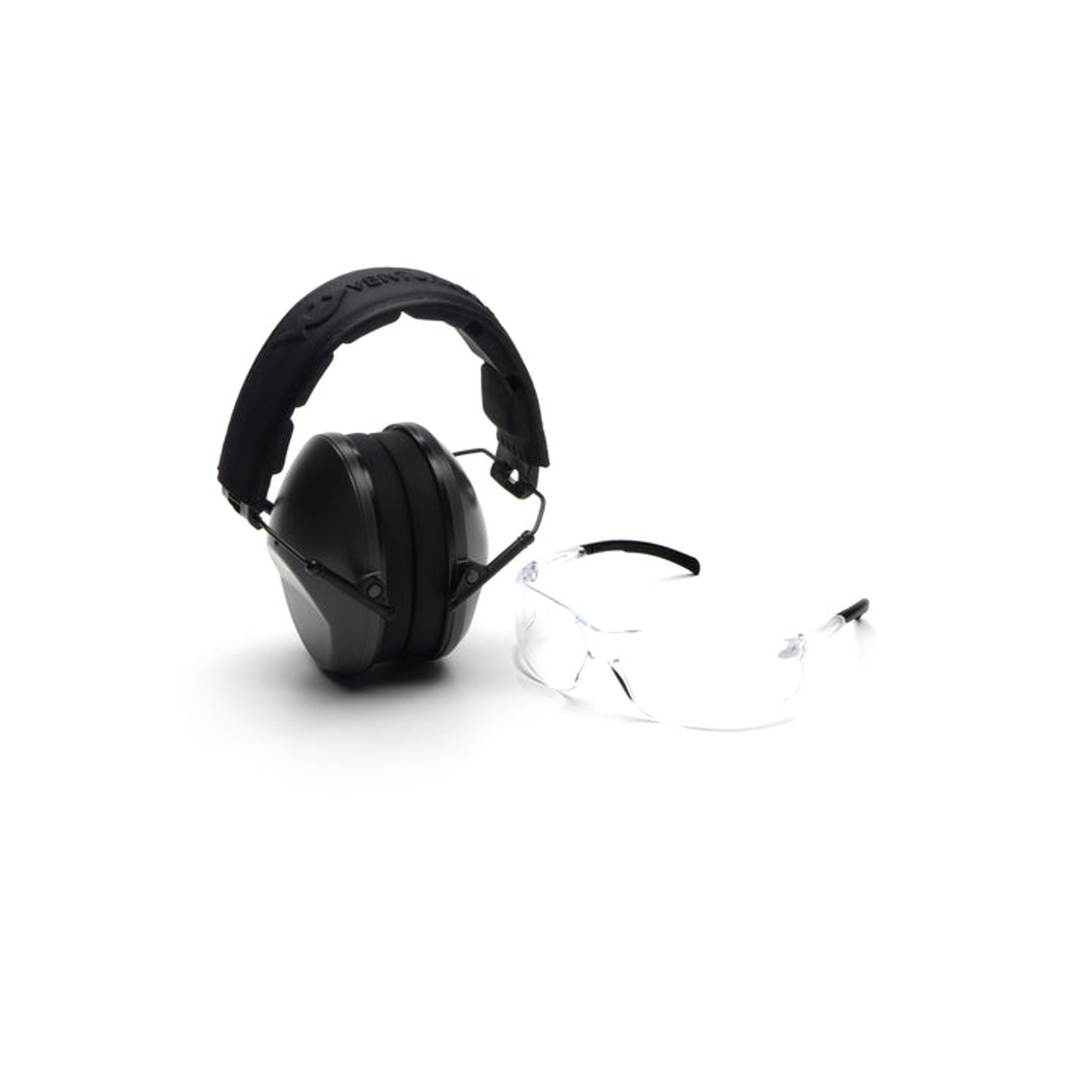 Venture Gear- LOW PROFILE COMBO - Earmuff: GRAY / Eyewear: CLEAR - 1/Box