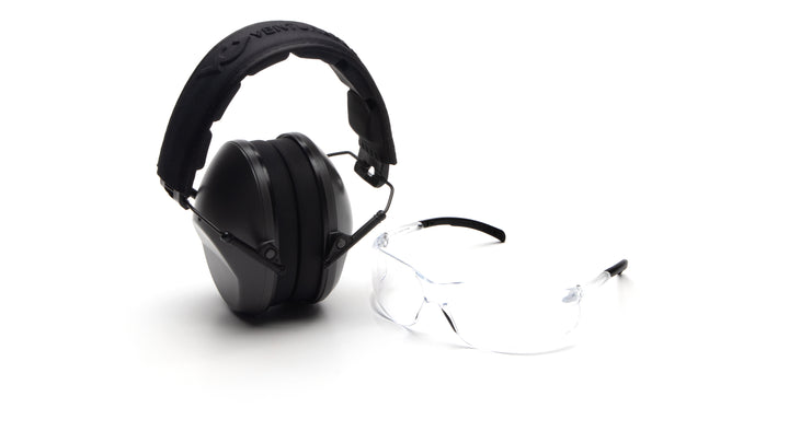 Venture Gear- LOW PROFILE COMBO - Earmuff: GRAY / Eyewear: CLEAR - 1/Box
