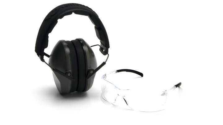 Venture Gear- LOW PROFILE COMBO - Earmuff: OD GREEN / Eyewear: CLEAR - 1/Box