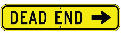 DEAD END WITH LEFT ARROW - WARNING TRAFFIC SIGN