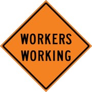 WORKERS  WORKING - CONSTRUCTION TRAFFIC SIGN - WORKERS  WORKING - CONSTRUCTION TRAFFIC SIGN, 48” DIA, Aluminum (.080) HIP Reflective