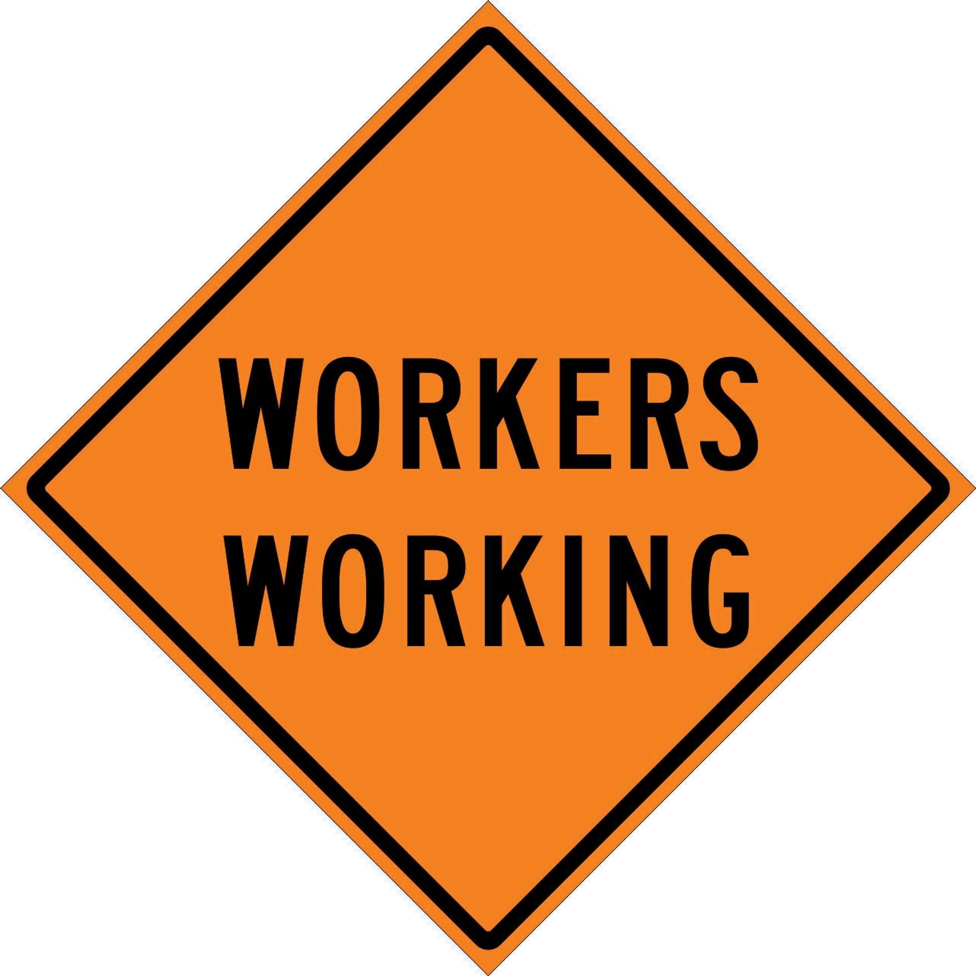 WORKERS  WORKING - CONSTRUCTION TRAFFIC SIGN - WORKERS  WORKING - CONSTRUCTION TRAFFIC SIGN, 48” DIA, Aluminum (.080) HIP Reflective