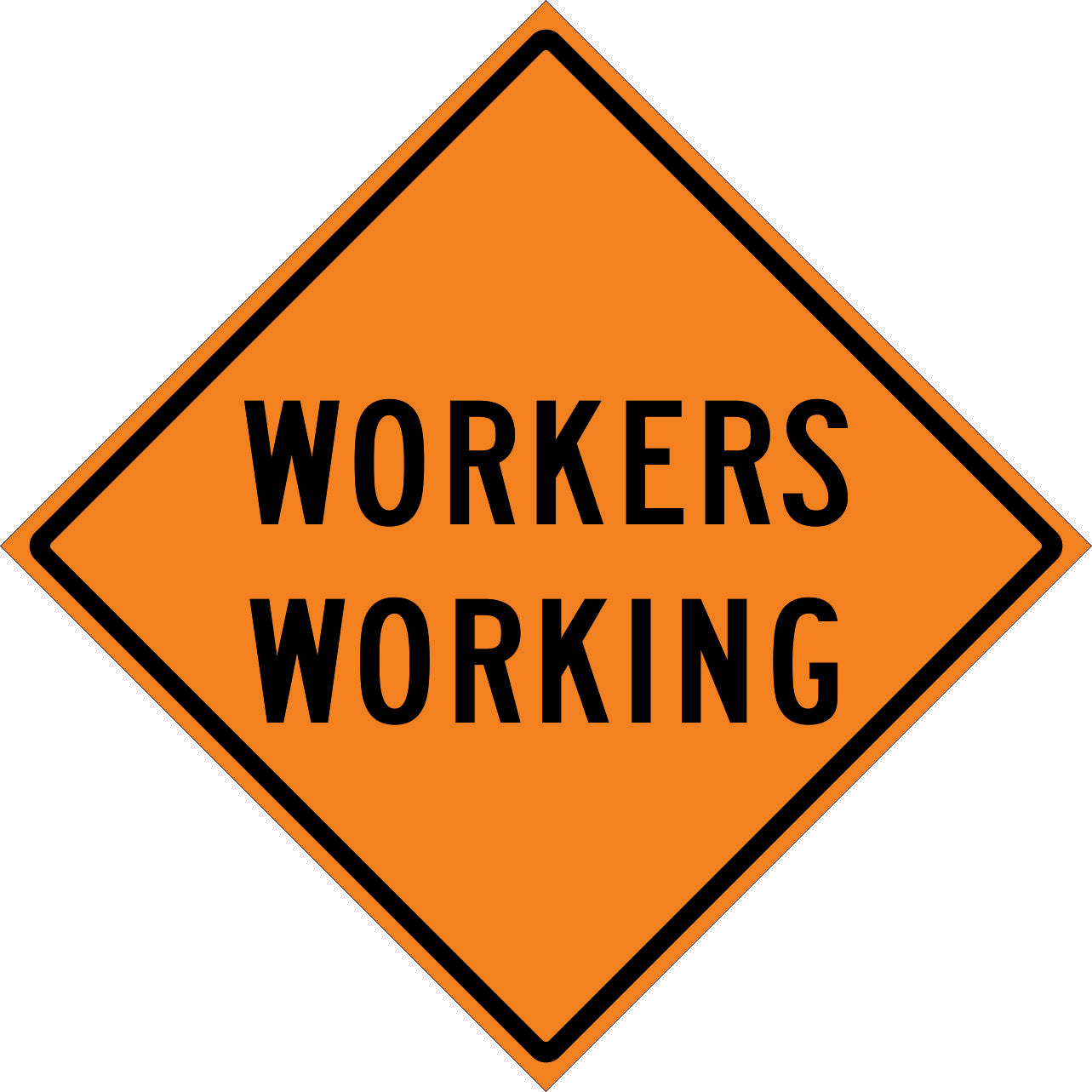 WORKERS  WORKING - CONSTRUCTION TRAFFIC SIGN - WORKERS  WORKING - CONSTRUCTION TRAFFIC SIGN, 48” DIA, Aluminum (.080) HIP Reflective