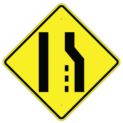 LEFT LANE ENDS SYMBOL - WARNING TRAFFIC SIGN