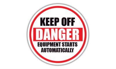 16" CIRCLE SIGNS - Circle Sign - Keep Off Danger Equipment Starts Automatically - DSV-SIGN 256 #1968 -UEN
