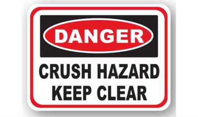 12" x 9" RECTANGLE SIGNS - Rectangle Sign - Danger Crush Hazard Keep Clear - LS-SIGN 108 #2115 -UEN