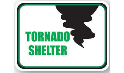 12" x 9" RECTANGLE SIGNS - Rectangle Sign - Tornado Shelter - DSV-SIGN 108 #2205 -UEN