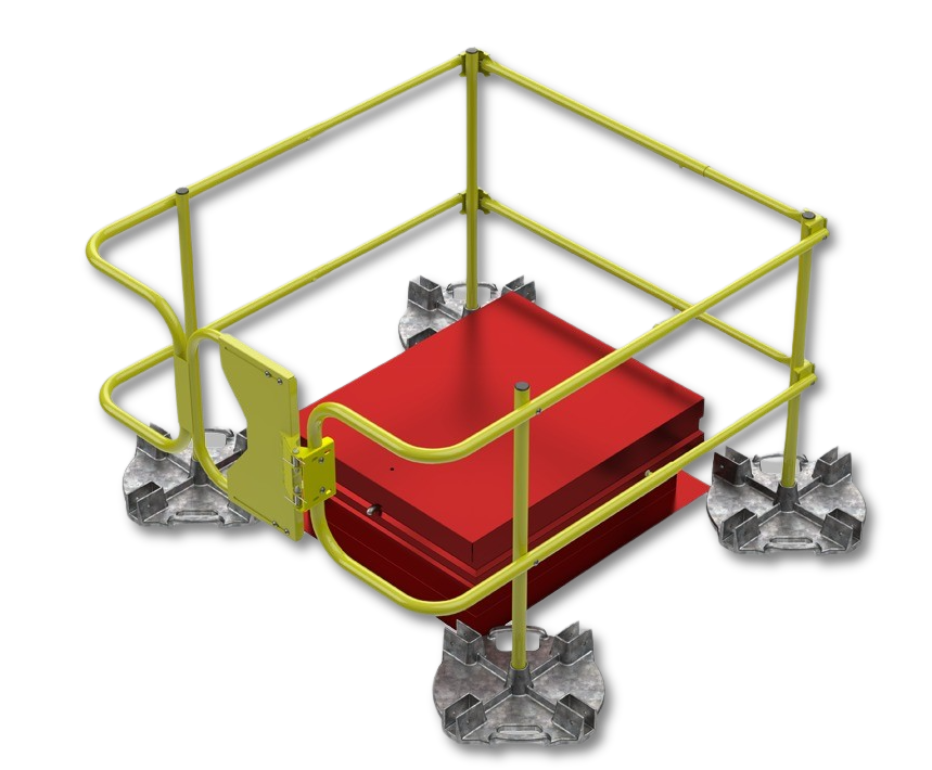 Leading Edge Safety Ballasted Roof Hatch Guardrail For A 30" X 36" Hatch - WBRH-30X36-18-ASM