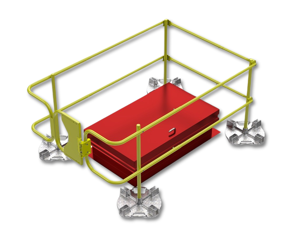 Leading Edge Safety Ballasted Roof Hatch Guardrail For A 30" X 54" Hatch - WBRH-30X54-18-ASM