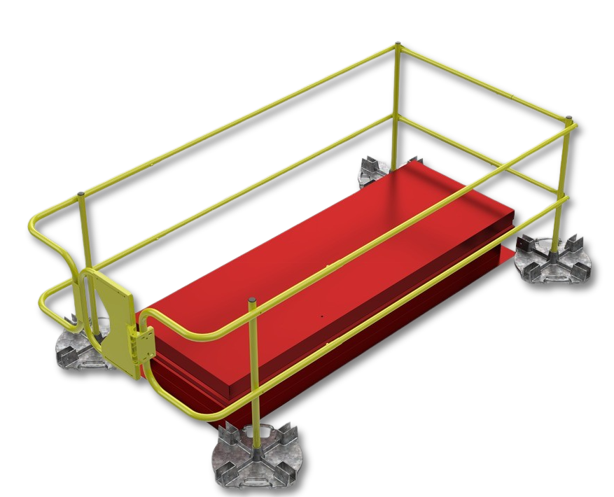 Leading Edge Safety Ballasted Roof Hatch Guardrail For A 30" X 96" Hatch - WBRH-30X96-18-ASM
