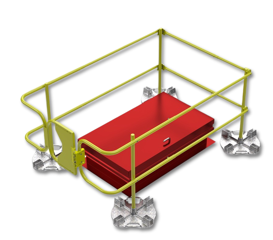 Leading Edge Safety Ballasted Roof Hatch Guardrail For A 36" X 54" Hatch - WBRH-36X54-17-ASM