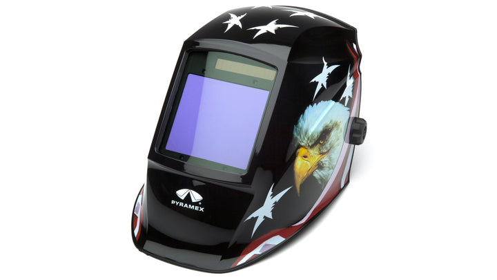 Pyramex - LeadHead - AUTODARKENING WELDING HELMET-MANUAL-98x87mm-AMERICAN EAGLE - 1/Pair