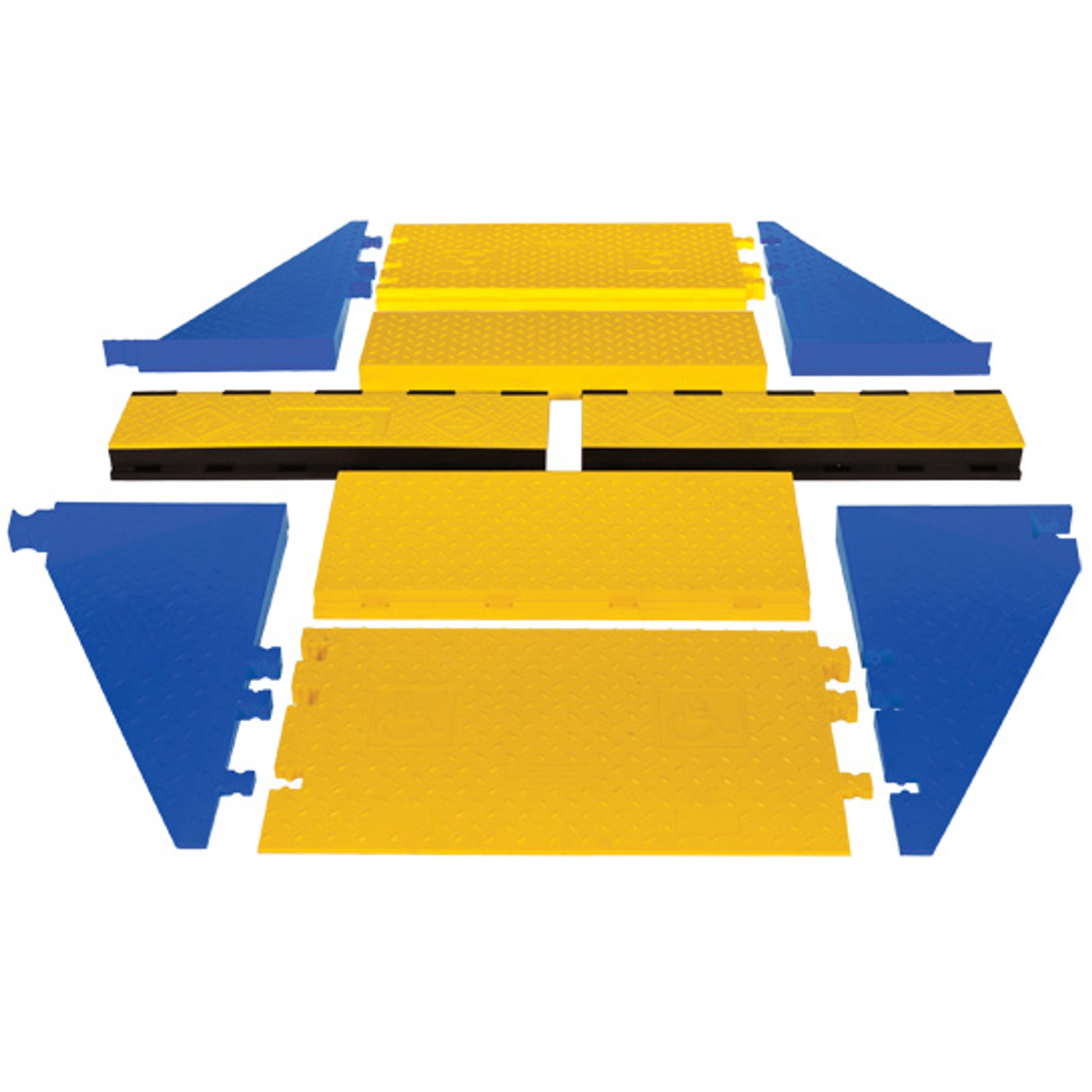 Cable Protector - Yellow Jacket - 3-Ch - 2.25" - Ams - ADA - Kit 1 - Dog Bone - Yellow/Black - 65 - 200 Lb Load - WSA-225-KIT1-HS