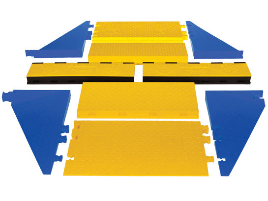 Cable Protector - Yellow Jacket - 3-Ch - 2.25" - Ams - ADA - Kit 1 - Dog Bone - Yellow/Black - 65 - 200 Lb Load - WSA-225-KIT1-HS