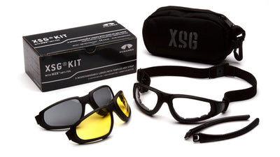 Pyramex XSG Black Frame/Clear Ballistic, Gray Ballistic And Amber Ballistic Interchangeable Anti-Fog Lenses Safety Eyewear