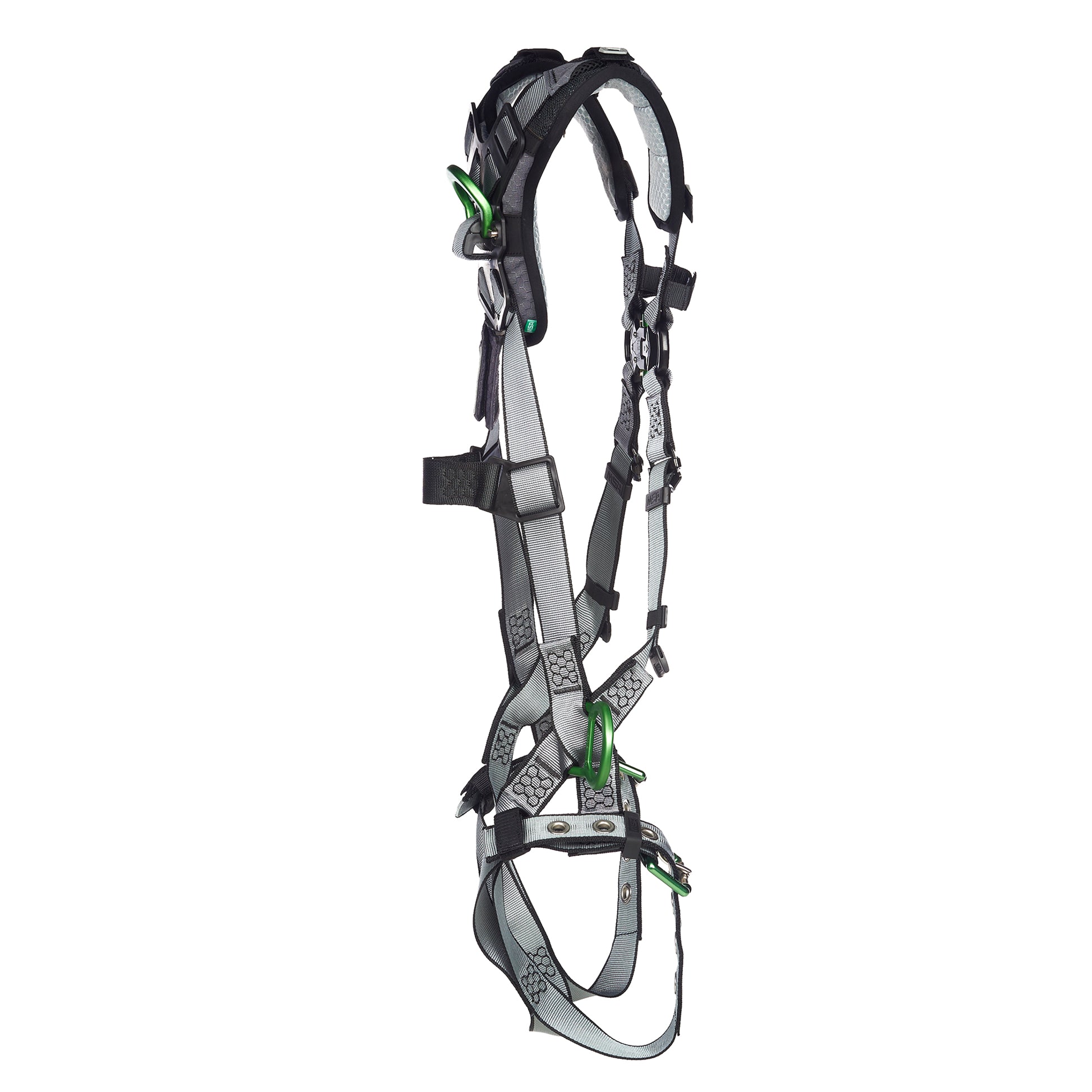 MSA V-FIT Harness w/Back, Front & Side D-Rings - Tongue Buckle Leg Straps - Shoulder Padding - Extra Small - 10194896