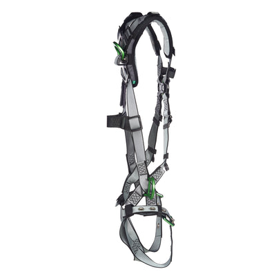 MSA V-FIT Harness w/Back, Front & Side D-Rings - Tongue Buckle Leg Straps - Shoulder Padding - Extra Small - 10194896
