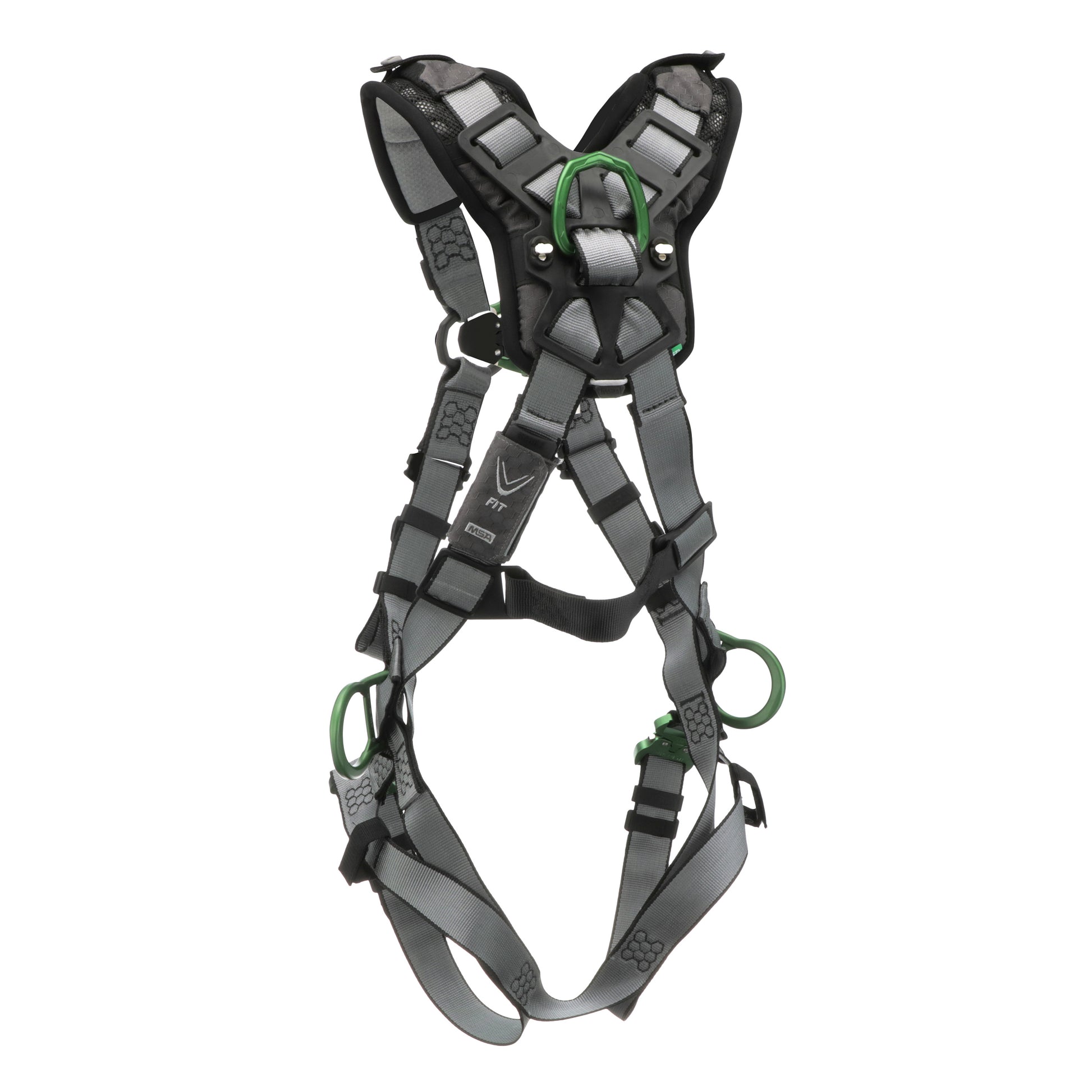 MSA V-FIT Harness w/Back, Front & Side D-Rings - Quick-Connect Leg Straps - Shoulder Padding - Extra Large - 10194865