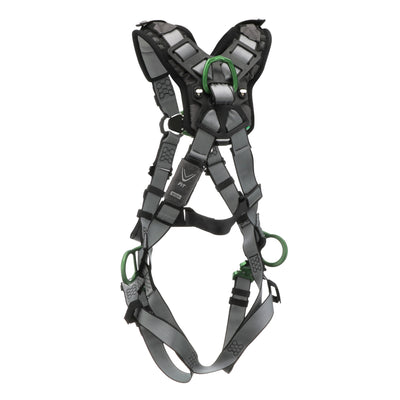MSA V-FIT Harness w/Back, Front & Side D-Rings - Quick-Connect Leg Straps - Shoulder Padding - Extra Large - 10194865
