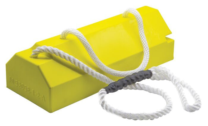 Wheel Chock - Aviation - 20" X 8" X 6" - Large To Oversized Aircraft - Qantas Locking Rope - Handle - Yel - AC6820-QLR-H