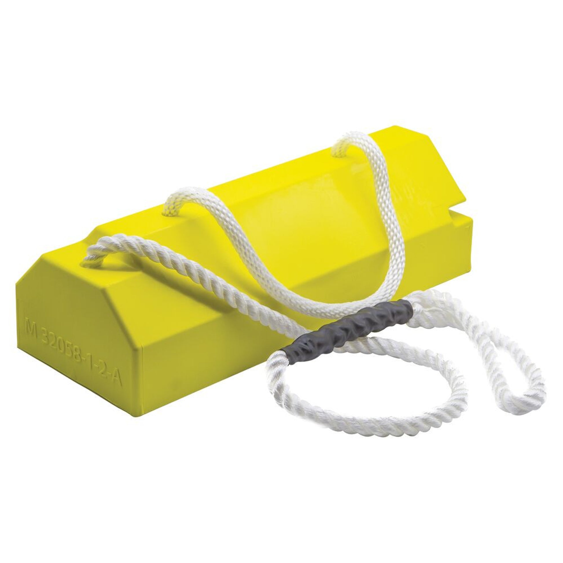 Wheel Chock - Aviation - 20"X8"X6" - Large To Oversize Aircraft - Qantas Locking Rope - Handle - Rubber Pad - Yel - AC6820-QLR-RP-H