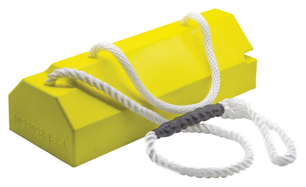 Wheel Chock - Aviation - 20"X8"X6" - Large To Oversize Aircraft - Qantas Locking Rope - Handle - Rubber Pad - Yel - AC6820-QLR-RP-H