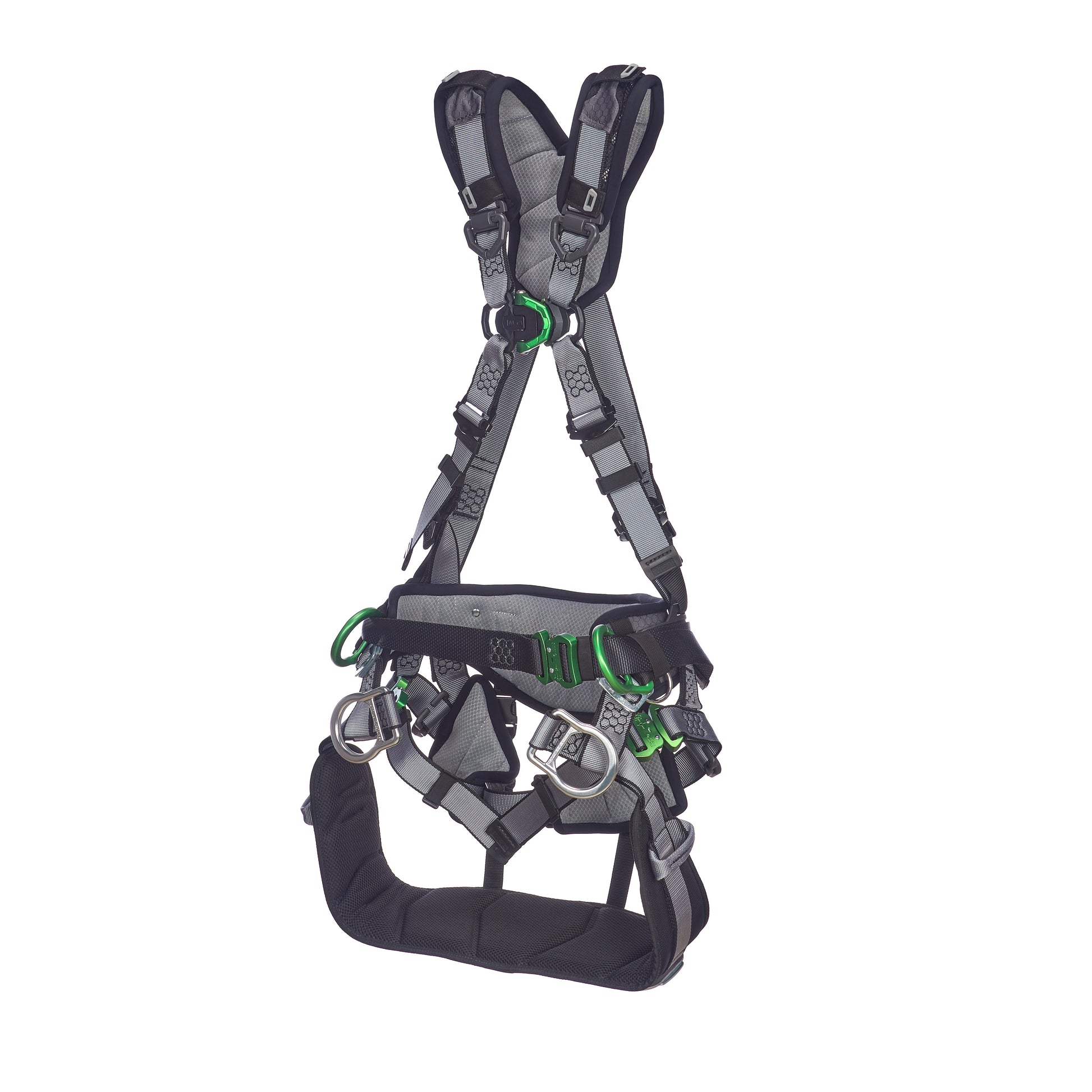 MSA V-FIT Tower Harness w/Back, Front & Side D-Rings - Quick-Connect Leg and Belt Straps - Shoulder & Leg Padding - Extra Large - 10218049