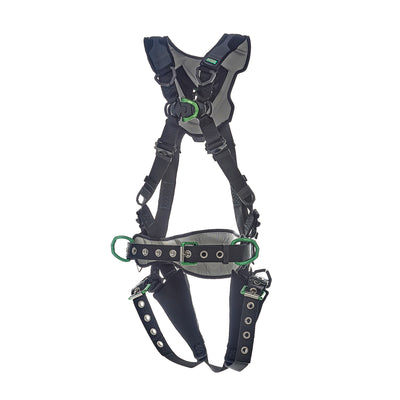 MSA V-FLEX Construction Harness w/Back, Front & Side D-Rings - Tongue Buckle Leg Straps - Extra Large - 10211348