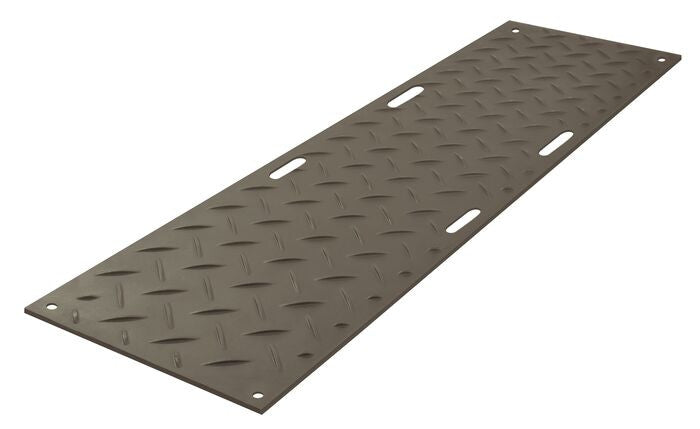Ground Protection - AlturnaMat - 2' X 8' - One Side Smooth - Black - With Hand Holes - 120 Ton Load - AM28S1HH8