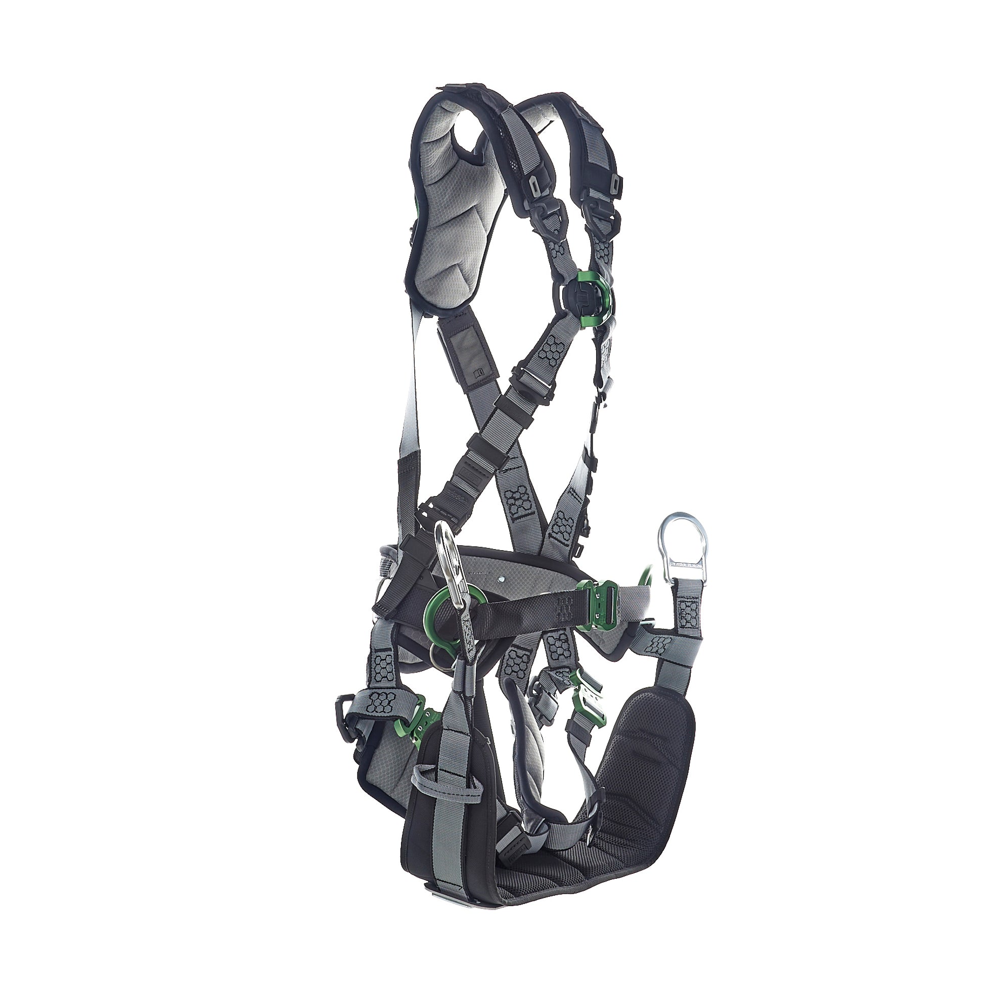 MSA V-FIT Tower Harness w/Back, Front & Side D-Rings - Quick-Connect Leg and Belt Straps - Shoulder & Leg Padding - Extra Large - 10218049