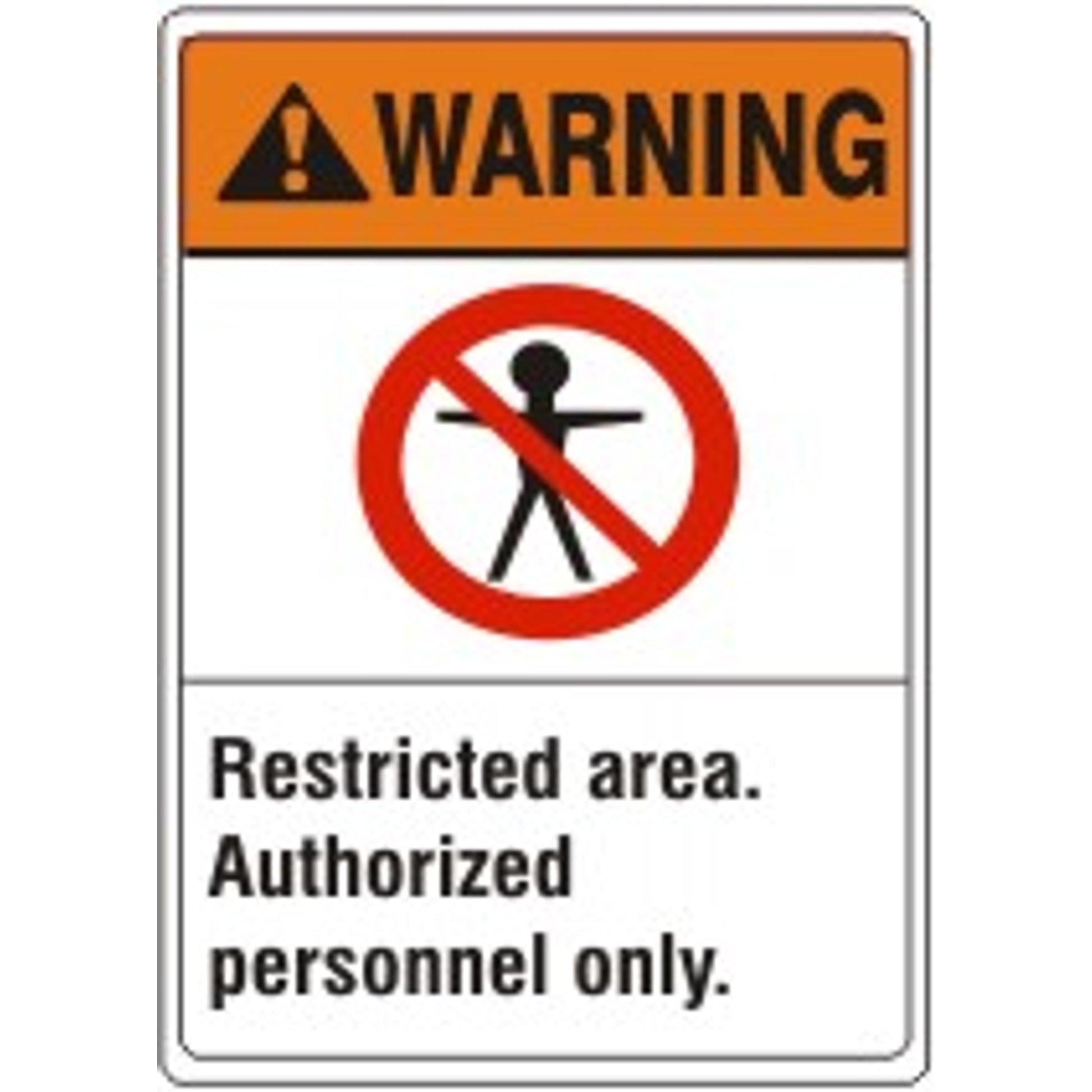 RESTRICTED AREA. AUTHORIZED PERSONNEL ONLY.  PERSON PICTO - WARNING SIGN - RESTRICTED AREA. AUTHORIZED PERSONNEL ONLY.  PERSON PICTO - WARNING SIGN, 14X10, Adhesive Vinyl