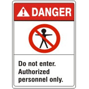 DO NOT ENTER. AUTHORIZED PERSONNEL ONLY.  PERSON PICTO - DANGER SIGN - DO NOT ENTER. AUTHORIZED PERSONNEL ONLY.  PERSON PICTO - DANGER SIGN, 14X10, Adhesive Vinyl