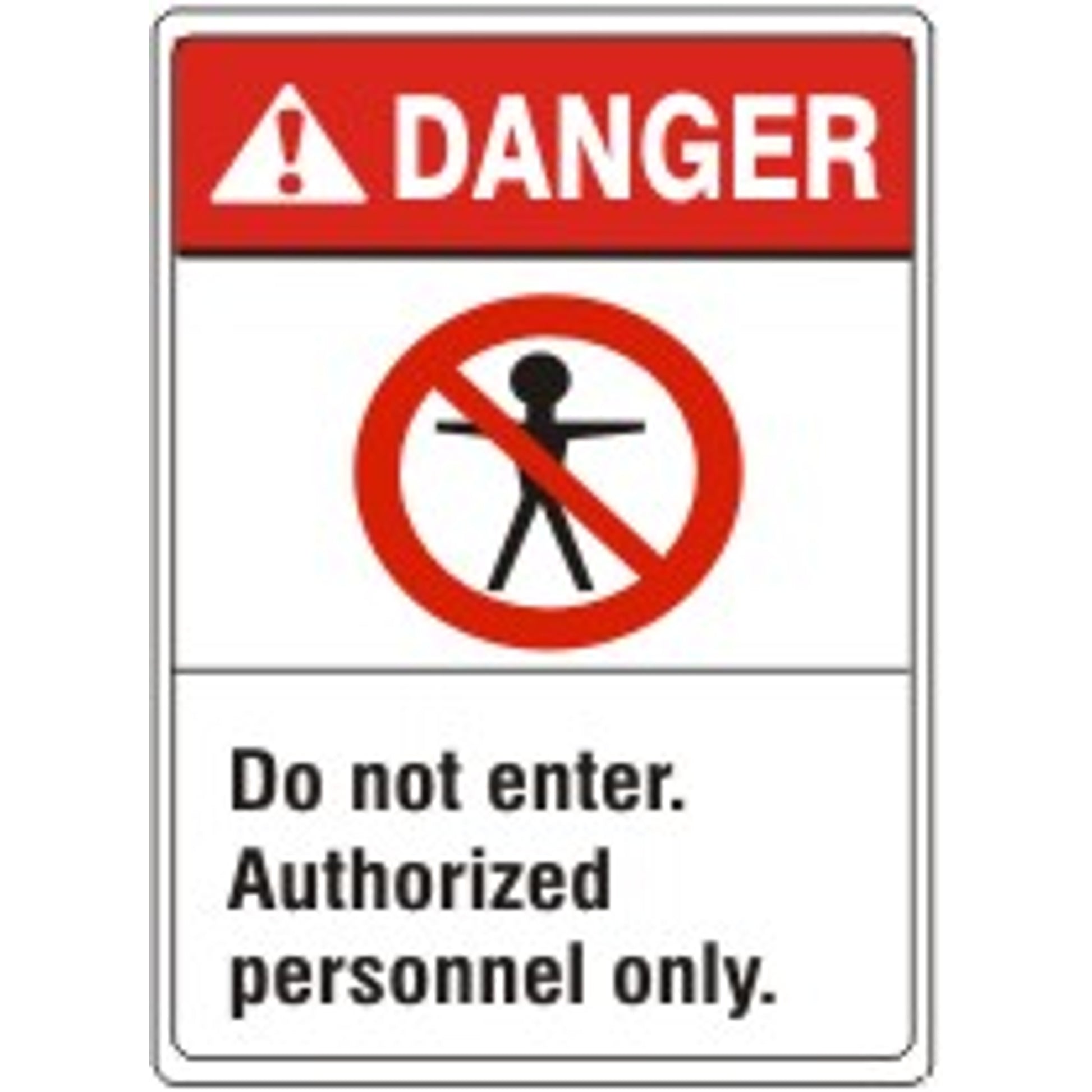 DO NOT ENTER. AUTHORIZED PERSONNEL ONLY.  PERSON PICTO - DANGER SIGN - DO NOT ENTER. AUTHORIZED PERSONNEL ONLY.  PERSON PICTO - DANGER SIGN, 14X10, Adhesive Vinyl