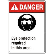 EYE PROTECTION REQUIRED IN THIS AREA EYE PROTECTION PICTO - DANGER SIGN - EYE PROTECTION REQUIRED IN THIS AREA EYE PROTECTION PICTO - DANGER SIGN, 14X10, Adhesive Vinyl