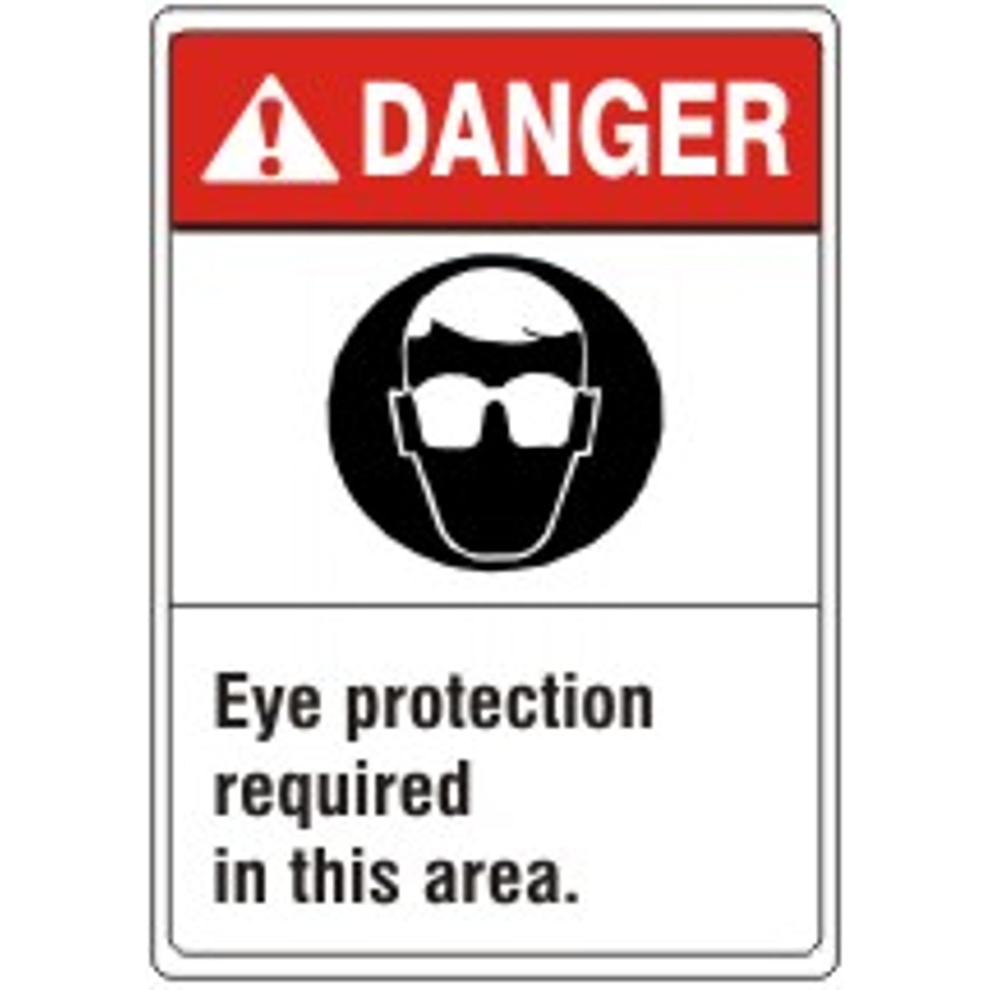 EYE PROTECTION REQUIRED IN THIS AREA EYE PROTECTION PICTO - DANGER SIGN - EYE PROTECTION REQUIRED IN THIS AREA EYE PROTECTION PICTO - DANGER SIGN, 14X10, Adhesive Vinyl