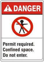 PERMIT REQUIRED. CONFINED SPACE. DO NOT ENTER. PERSON PICTO - DANGER SIGN