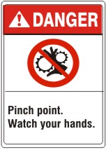 PINCH POINT. WATCH YOUR HANDS. HAND PICTO - DANGER SIGN