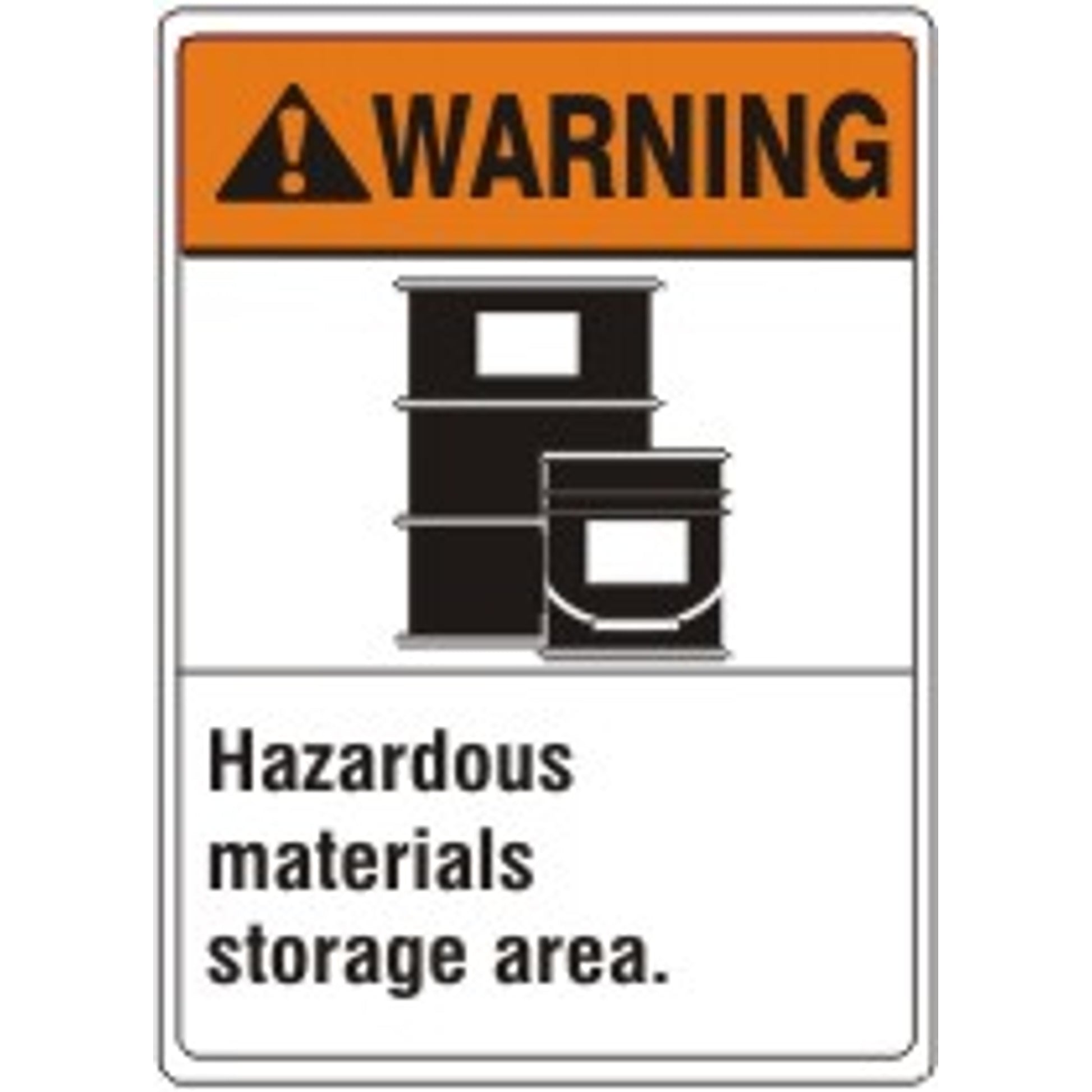 HAZARDOUS MATERIALS STORAGE AREA. BARRELS PICTO - WARNING SIGN - HAZARDOUS MATERIALS STORAGE AREA. BARRELS PICTO - WARNING SIGN, 14X10, Adhesive Vinyl