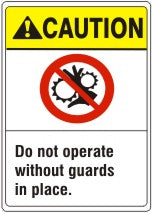 DO NOT OPERATE WITHOUT GUARDS IN PLACE. HAND PICTO - CAUTION SIGN