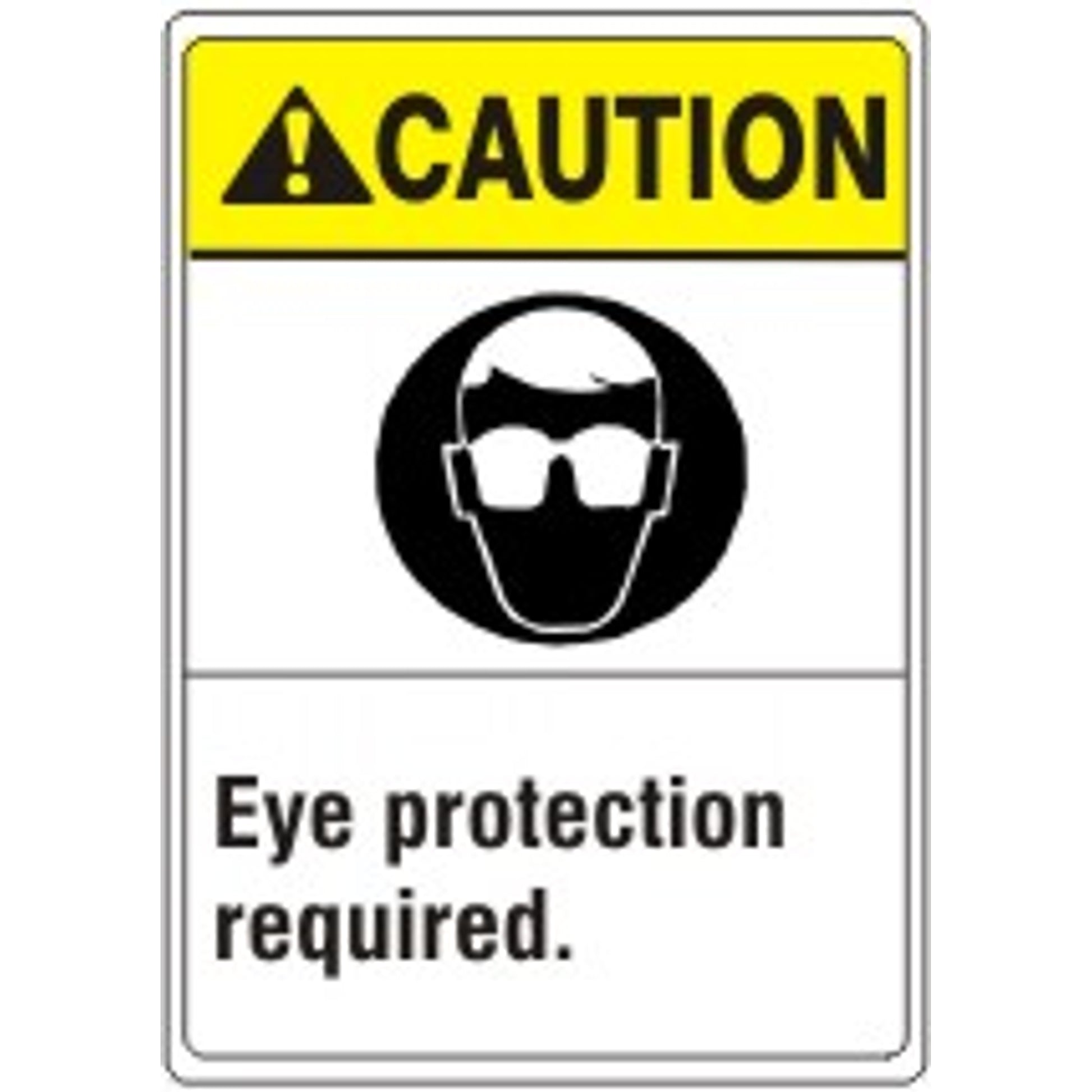 EYE PROTECTION REQUIRED. EYE PROTECTION PICTO - CAUTION SIGN - EYE PROTECTION REQUIRED. EYE PROTECTION PICTO - CAUTION SIGN, 14X10, Adhesive Vinyl