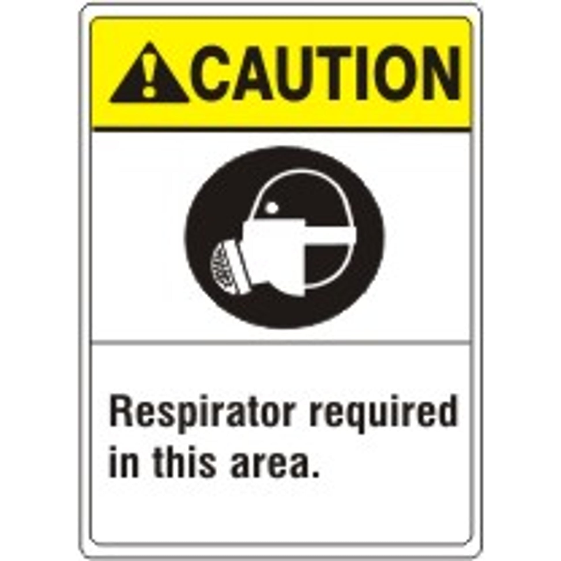 RESPIRATOR REQUIRED IN THIS AREA. RESPIRATOR PICTO - CAUTION SIGN - RESPIRATOR REQUIRED IN THIS AREA. RESPIRATOR PICTO - CAUTION SIGN, 14X10, Adhesive Vinyl