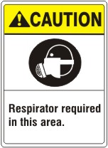 RESPIRATOR REQUIRED IN THIS AREA. RESPIRATOR PICTO - CAUTION SIGN