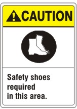 SAFETY SHOES REQUIRED IN THIS AREA. BOOTS PICTO - CAUTION SIGN