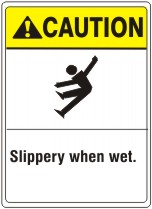 SLIPPERY WHEN WET. FALLING PICTO - CAUTION SIGN
