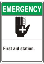 FIRST AID STATION. FIRST AID HAND PICTO - EMERGENCY SIGN