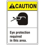 EYE PROTECTION REQUIRED IN THIS AREA  WITH PICTO OF EYE - CAUTION SIGN - EYE PROTECTION REQUIRED IN THIS AREA  WITH PICTO OF EYE - CAUTION SIGN, 14X10, Adhesive Vinyl