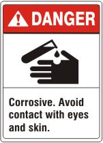 CORROSIVE. AVOID CONTACT WITH EYES AND SKIN. WITH PICTO OF - DANGER SIGN
