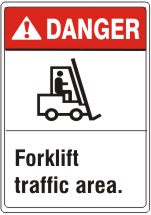 ANSI HEADER FORKLIFT TRAFFIC AREA. WITH PICTO - DANGER SIGN